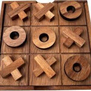 NWT Handcrafted Wood Tic Tac Toe Game